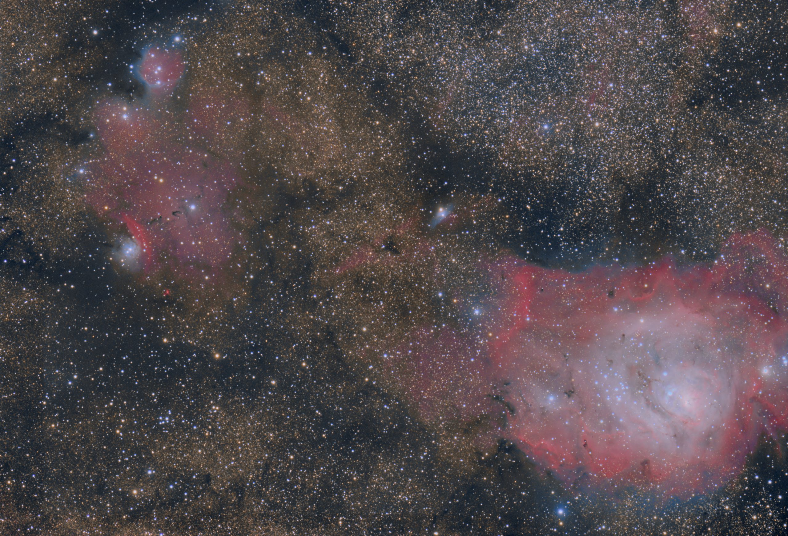 m8 lagoon nebula i okolo